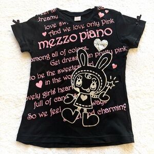 Mezzo Piano Berrie Chan T shirt 150 Tops Japan kawaii Y2K Black Pink Lolita